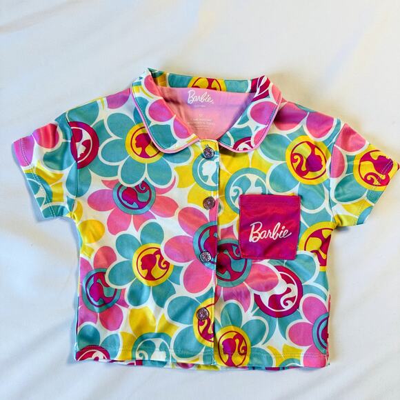 Barbie Mattel Retro Flower Power Button Up Pajama Top Sz 3T - Picture 2 of 5